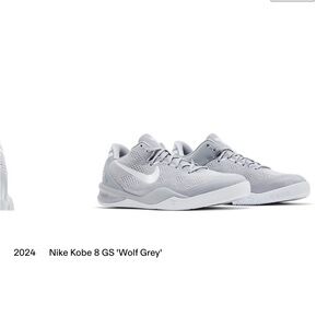Nike Kids Kobe 8 GS 'Wolf Grey' Basketball Sneakers